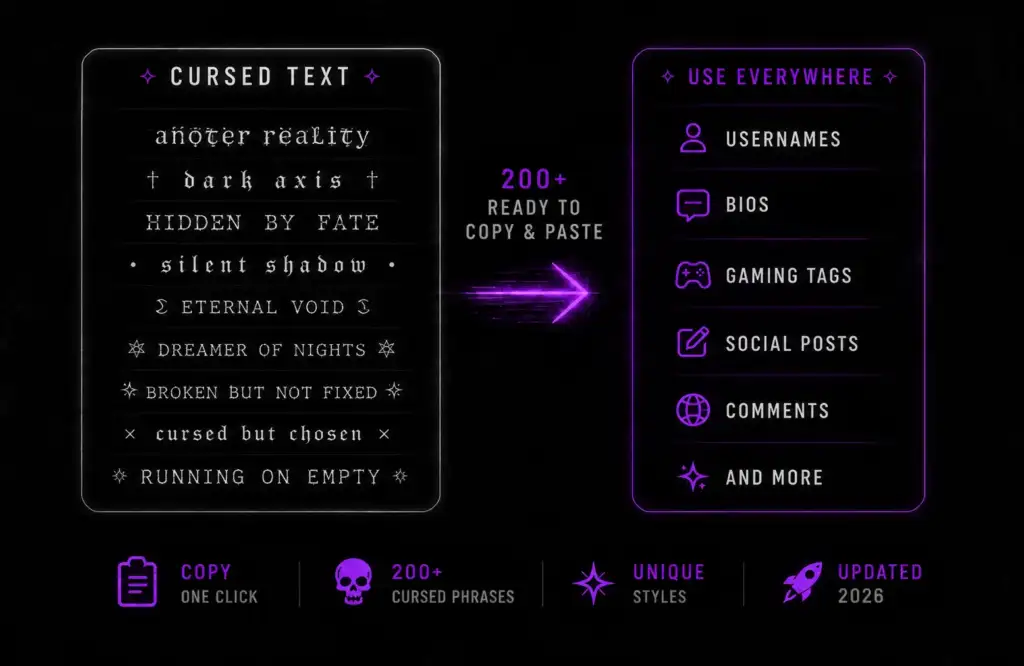 Cursed Text Copy Paste: 200+ Ready-to-Use Phrases, Bios & Usernames (2026)