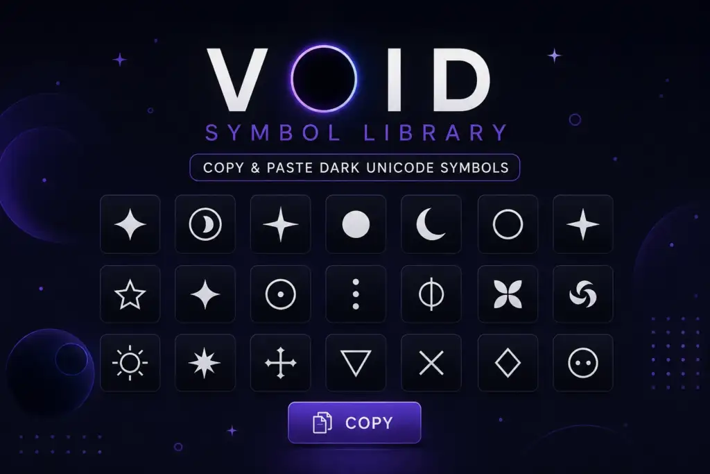 void symbol library copy paste dark unicode