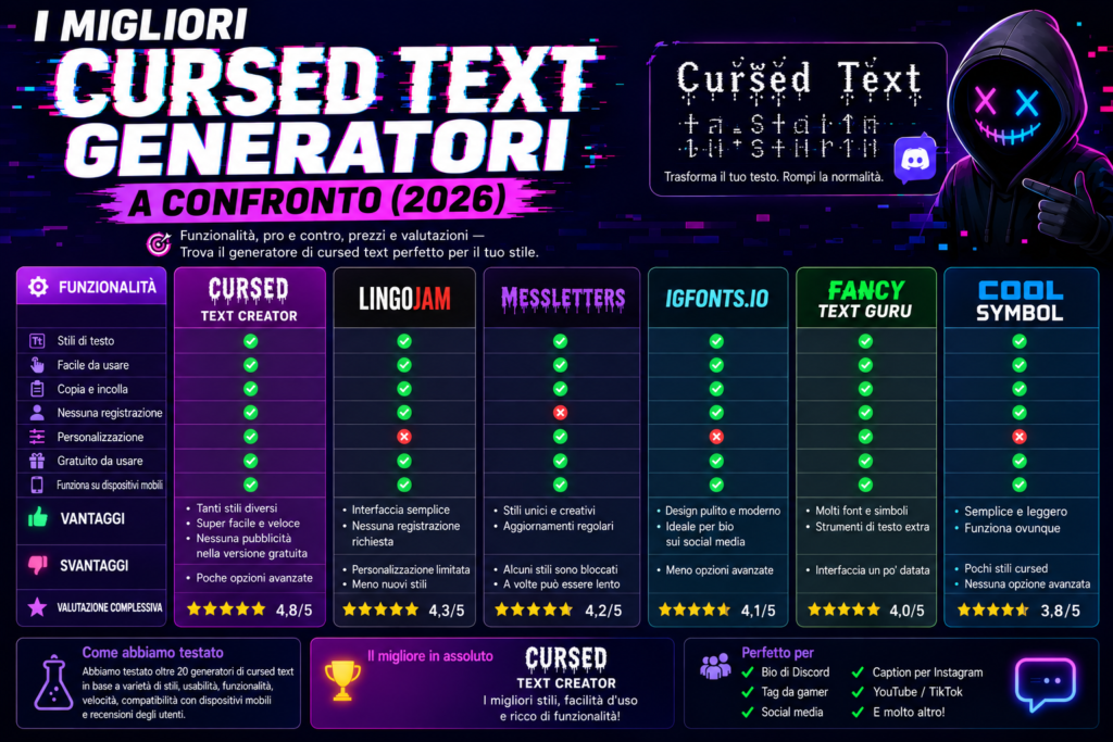 I migliori generatori di Cursed Text a confronto (2026)